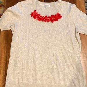 Carol Anderson by Invitation cream/grey with beautiful faux orange crystal top.